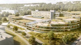 V pražské Fakultní nemocnici Motol začala 10. října 2023 stavba Českého onkologického institutu - Motolského onkologického centra (na vizualizaci).