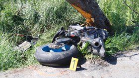 Motorkář zemřel po nárazu do stromu na Berounsku.