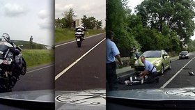 Motorkář ujížděl policistům a málem se u toho zabil.