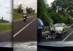 Motorkář ujížděl policistům a málem se u toho zabil.
