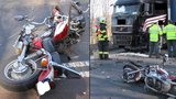 Motorkářka se stala obětí slunečného víkendu: Srazila se s kamionem