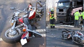 Sedmapadesátiletá motorkářka zemřela po srážce s kamionem