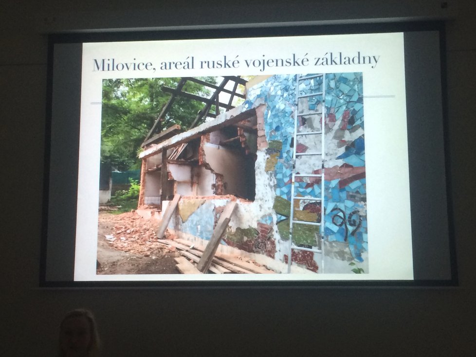 Akademická malířka Magdalena Kracík Štorkánová má za sebou již několik uskutečněných záchran vizuálně cenných mozaik. Jedna z nich se nacházela v areálu ruské vojenské základny v Milovicích.