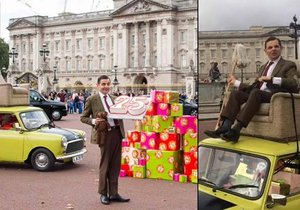 Rowan Atkinson oslavil narozeniny Mr. Beana. Legendárním Mini se proháněl po centru Londýna s medvídkem Teddym po boku.