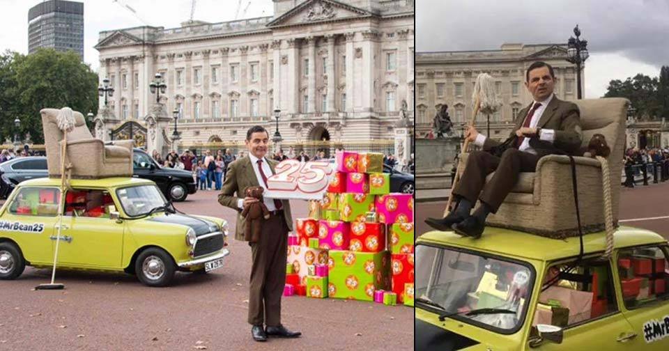 Rowan Atkinson oslavil narozeniny Mr. Beana. Legendárním autem Mini se proháněl po centru Londýna s medvídkem Teddym po boku.