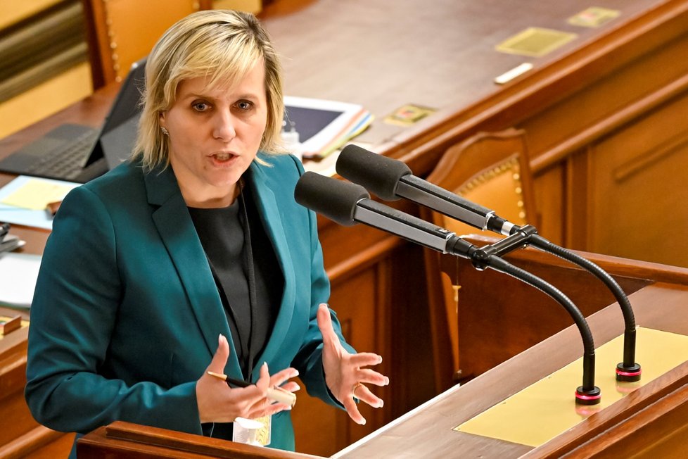 Místopředsedkyně Sněmovny Jana Mračková Vildumetzová v Poslanecké sněmovně (26.4.2022)