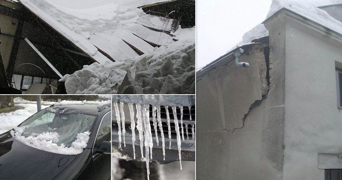 Rozbité střechy, auta a prasklá potrubí: Mrazy a sníh zaměstnávají pojišťovny.