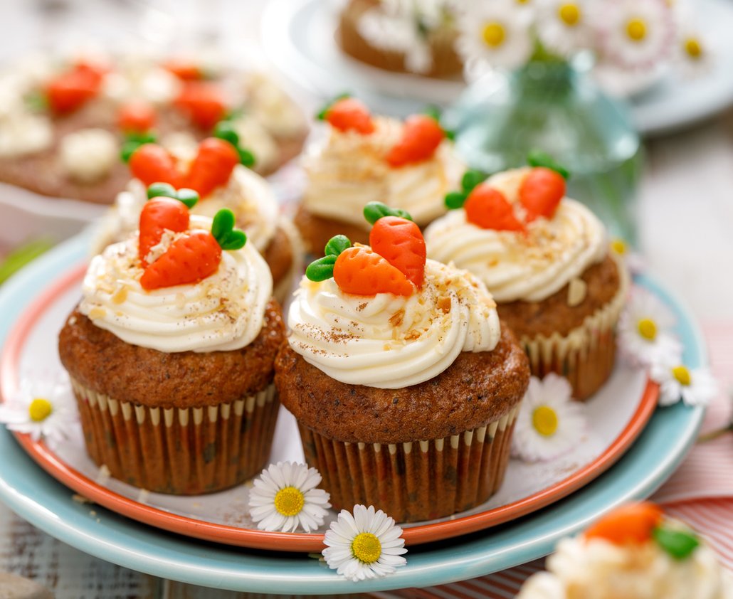 Vynikající jsou i mrkvové cupcakes, které budou ozdobou každého stolu