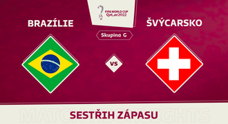 SESTŘIH: Brazílie - Švýcarsko 1:0. Postup favorita, rozhodl Casemiro