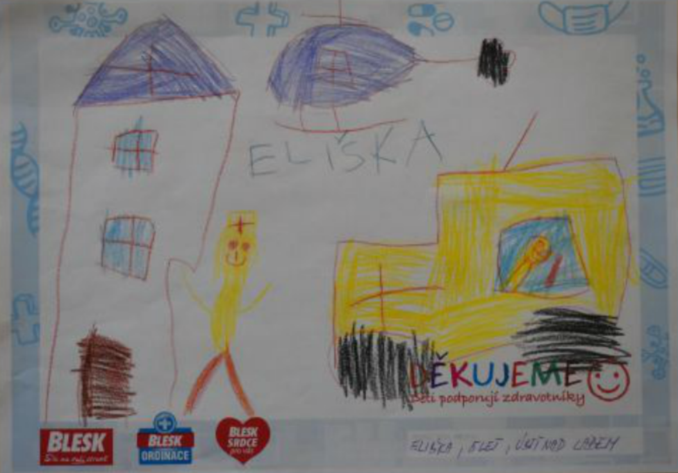 Eliška (5) nakreslila sanitku, která přivezla lékaře k rodinnému domu.