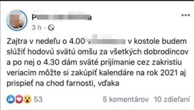 Ve slovenském Hlohovci chtěl pod rouškou noci uspořádat místní farář mši. Policie mu to ale zatrhla.