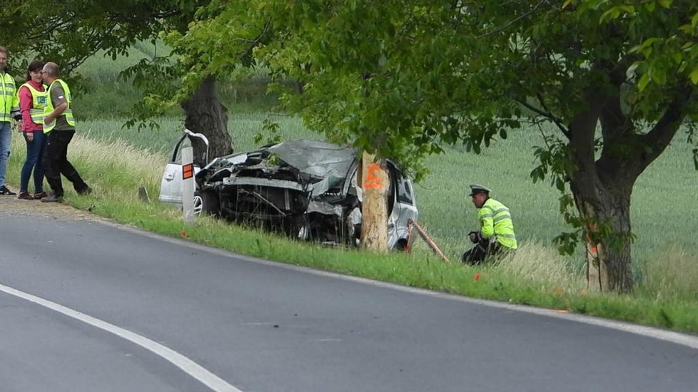 Na Litoměřicku zemřeli dva lidé při autonehodě. Vůz sjel ze silnice a narazil do stromu.