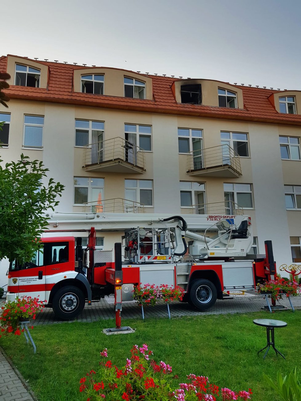 Požár v domově důchodů ve Mšeně na Mělnicku