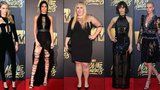 Temné róby na MTV Movie Awards: Na rudém koberci vévodila černá, objevila se ale i křiklavě růžová