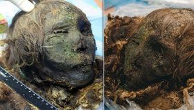 Mumii i po 900 letech zůstaly vlasy, obočí a zuby.