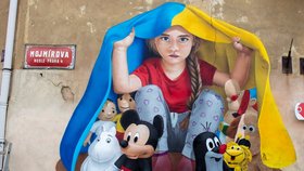 Sprejer Chemis v Nuslích namaloval mural o Ukrajině.