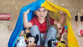 Sprejer Chemis v Nuslích namaloval mural o Ukrajině.