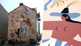 Stěnu domu na Smíchově zdobí nový mural. Umí se i rozhýbat, upozorňuje na genderovou nerovnost