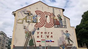 30 let Visegrádské čtyřky: Výročí oslavuje velkoplošná malba nedaleko Anděla