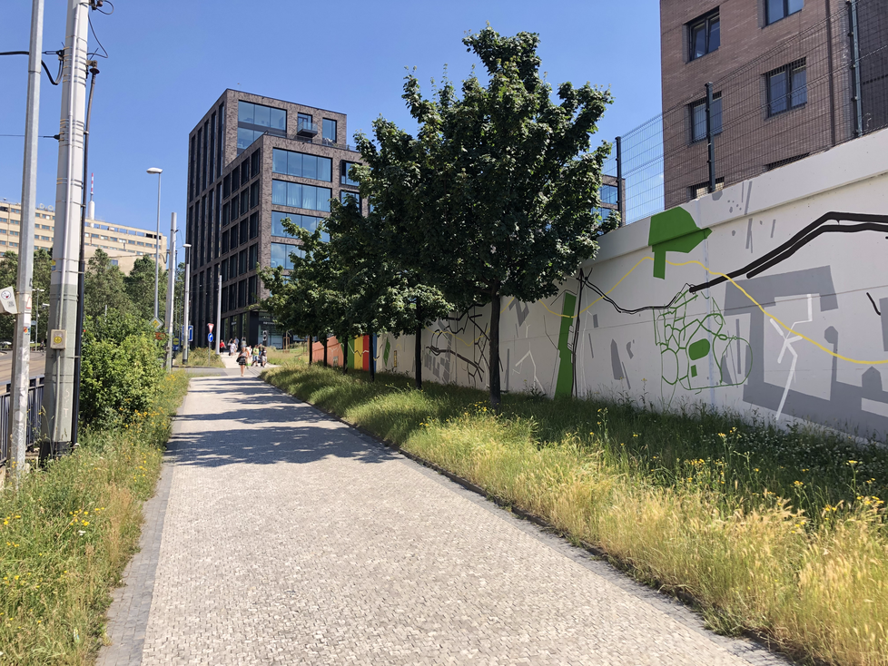 Streetartoví umělci Akrobad a Obras vylepšili velkoplošnou malbou zeď v Seifertově ulici poblíž pražského hlavního nádraží. Trvalo jim to 11 dnů, vypotřebovali 200 litrů barvy.