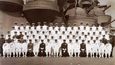 Císař Hirohito a jeho štáb na palubě Musashi, 24. června 1943