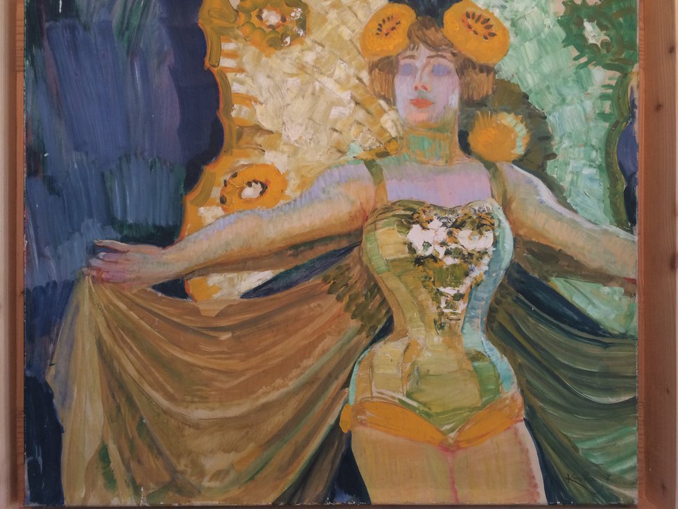 První obraz Františka Kupky, který se k Medě Mládkové, se k ní dostal v zásadě náhodou, přitom symbolicky. Dříve totiž pracovala jako kabaretní tanečnice.