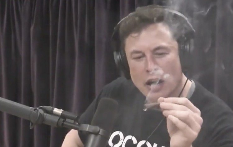 Elon Musk kouří marihuanu.