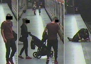 Muž v metru na Jiřího z Poděbrad napadl cestujícího. S sebou měl kočárek s dítětem.