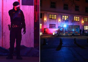 Mrtvý muž před budovou ministerstva zdravotnictví v Praze. Měl se zastřelit, policisté případ vyšetřují.