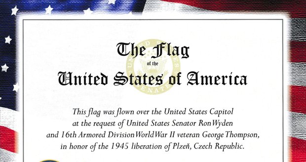 Certifikáty potvrzující pravost vlajky USA
