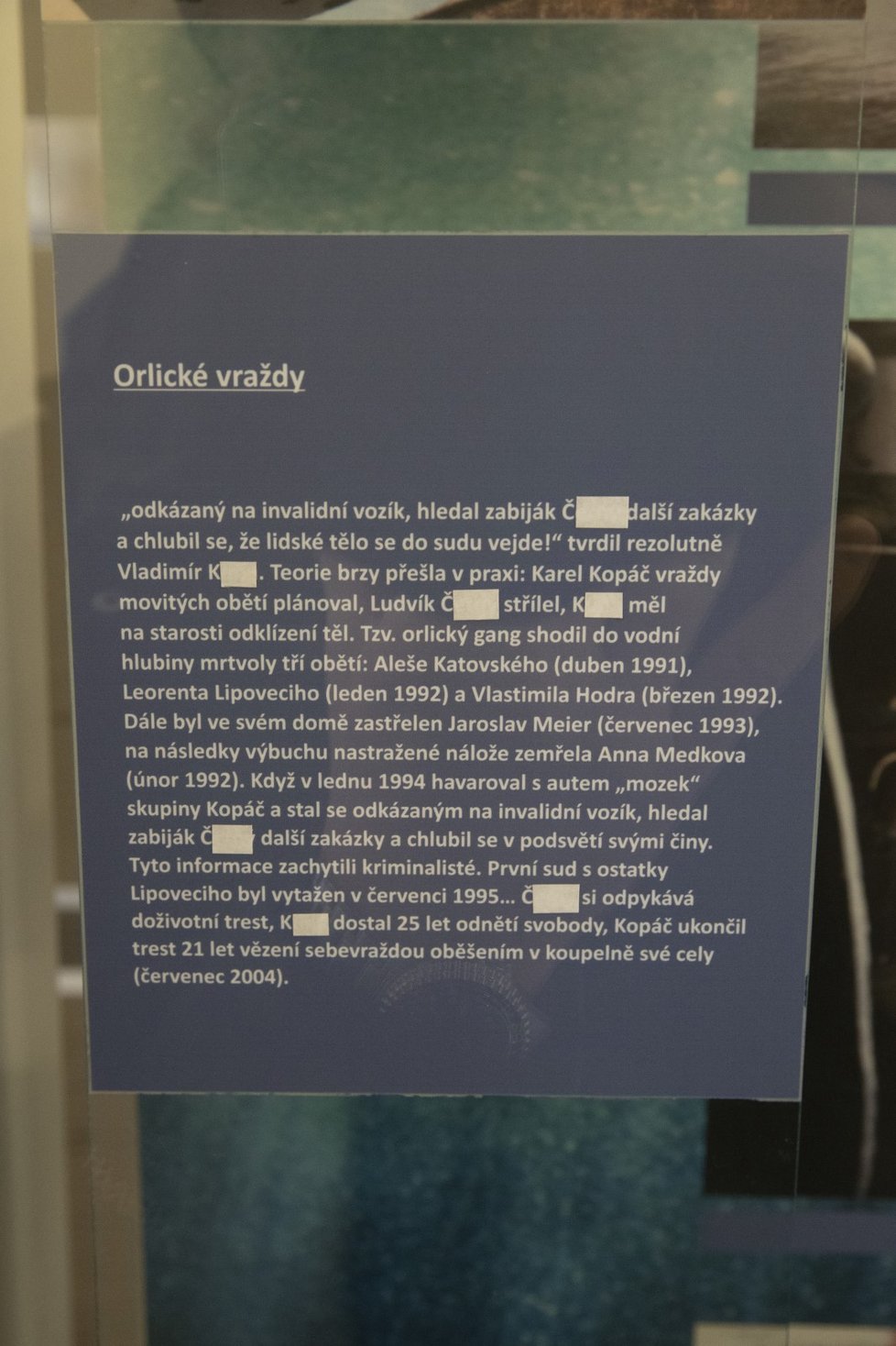 Expozice věnovaná orlickým vraždám v Muzeu policie ČR v Praze