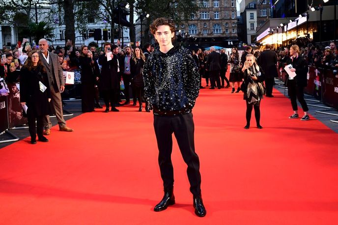 Timothée Chalamet na premiéře filmu Král