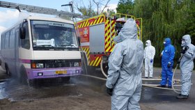Záchranáři se účastní cvičení pro případ jaderné katastrofy v Mykolajivské oblasti (18.8.2023)