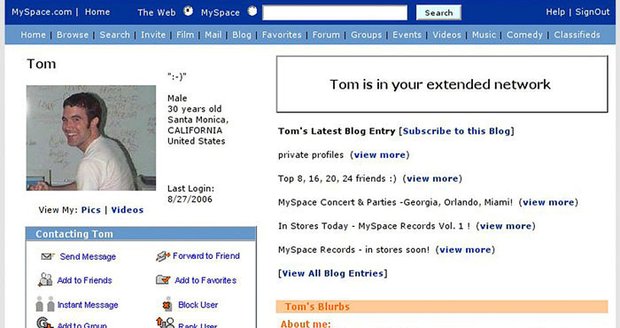 Spoluzakladatel MySpace Tom Anderson byl prvním přítelem každého uživatele sociální sítě.