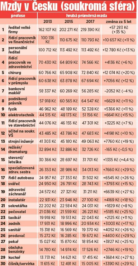 Mzdy v Česku (soukromá sféra)