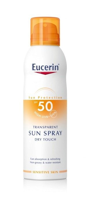 Eucerin Transparentní sprej na opalování DRY TOUCH SPF 50, 445 Kč (200ml), koupíte v síti lékáren