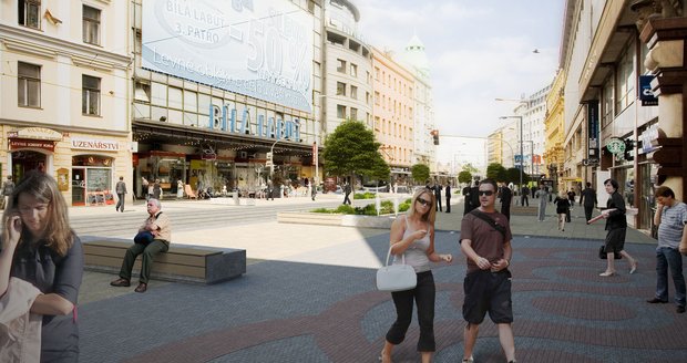 Ulici Na Poříčí čeká revitalizace. Rozšíří se chodník a dostane nový mobiliář