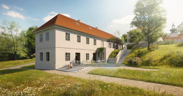 Vizualizace budoucí kavárny v usedlosti Cibulka, která vznikne v bývalém domku zahradníka.