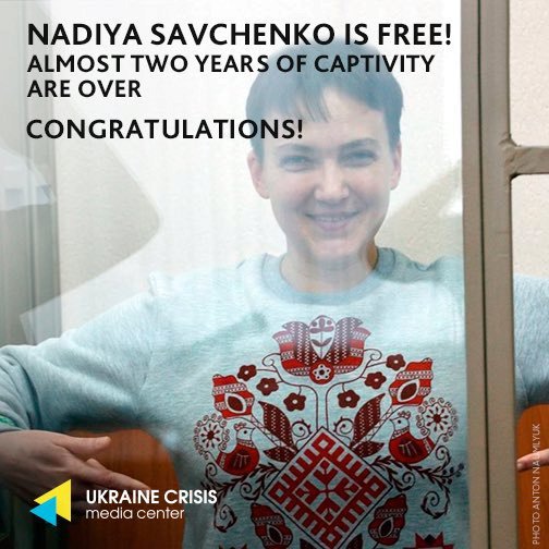 Nadija Savčenková je na svobodě.