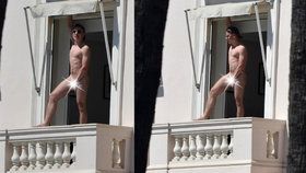 Naháč se opaloval na balkoně hotelu v Cannes.