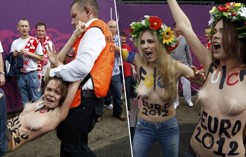 Aktivistky z hnutí FEMEN protestovaly v Polsku proti rostoucí prostituci během mistrovství Evropy ve fotbale.