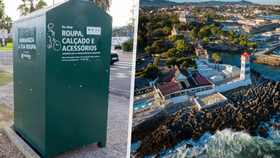 Náhled: Kontejner na oblečení a město Cascais