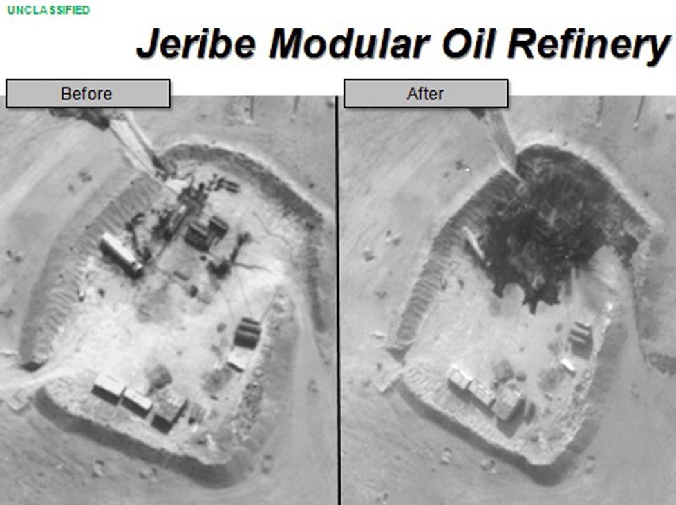 Američané zveřejnili snímky bombardování pozic a ropných společností islamistů v Iráku a Sýrii