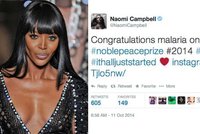 Šílený překlep Naomi Campbell: Pogratulovala Malárii k Nobelovce!