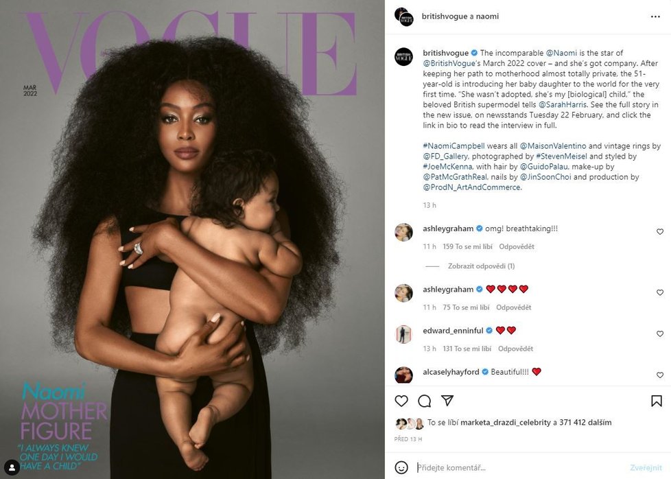 Naomi Campbell v magazínu Vogue poprvé ukázala dceru.