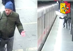 Policisté pátrají po muži, který v metru vyhrožoval smrtí cestujícímu. Po vystoupení ve stanici I. P. Pavlova se pak na něj vrhl a motoristickou helmou mu způsobil krvácivou ránu v obličeji. (8. prosinec 2022)