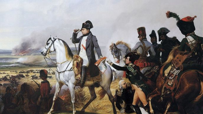 Napoleon se svým vojskem míří do bitvy u Wagramu v roce 1809