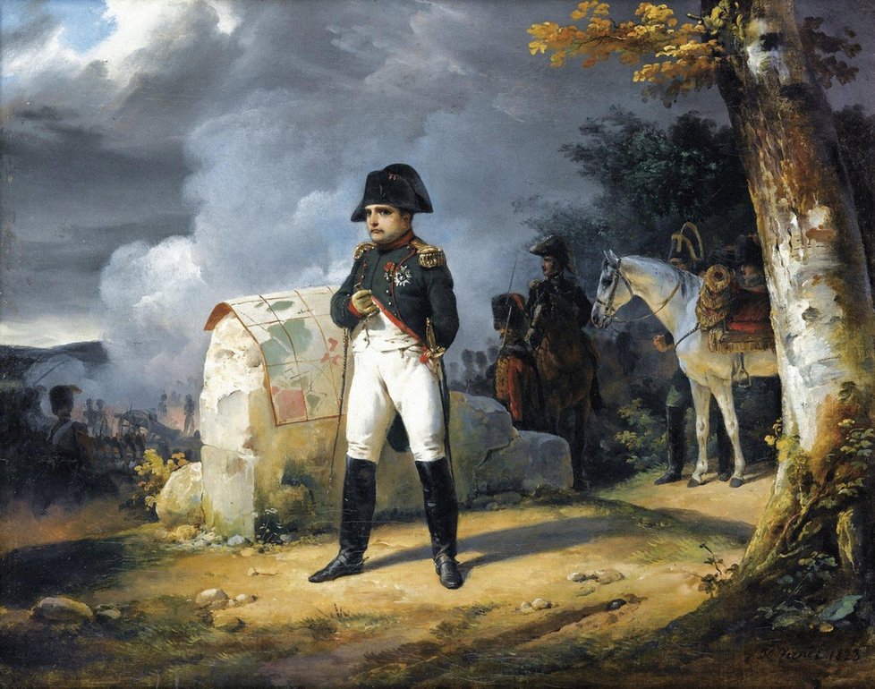 Umělecké vyobrazení Napoleona se slavným kloboukem