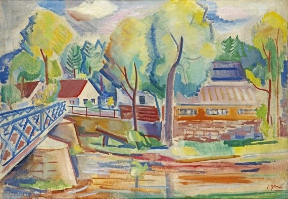 Krajina s mostem (1942). Olejomalba českého krajináře, podle neoficiálních údajů na internetu byla v roce 2014 prodána v aukci v cizině.