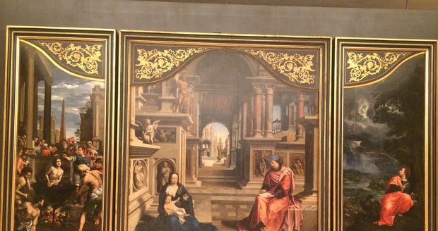 Tento obraz Jana Gossaerta zdobil oltář chrámu sv. Víta zhruba od počátku 17. století do roku 1870.